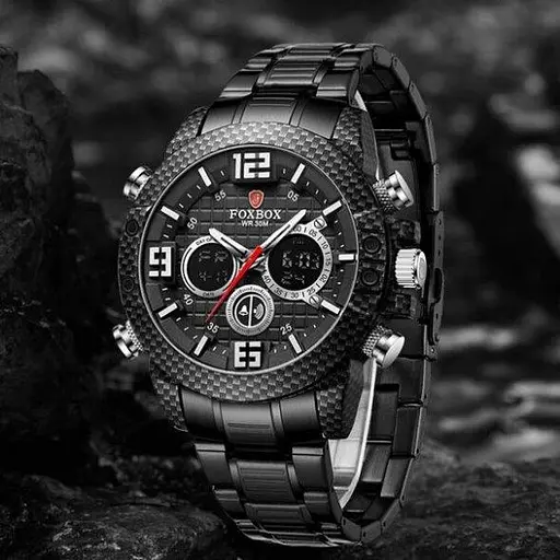 Водостойкие тактические кварцевые часы Lige FoxBox black - фото 4