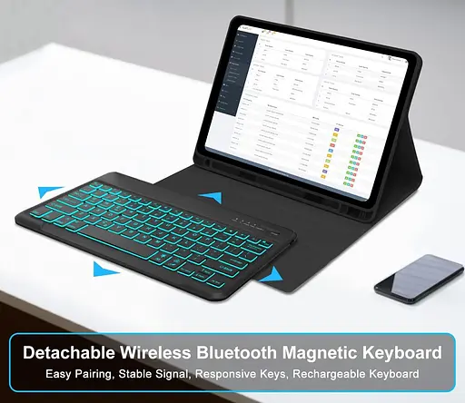 Чохол-клавіатура для 13-дюймового iPad Air (M2, 2024) та iPad Pro 12,9 (6ª 2022/5ª 2021/4ª 2020/3ª 2018), знімна клавіатура - фото 3