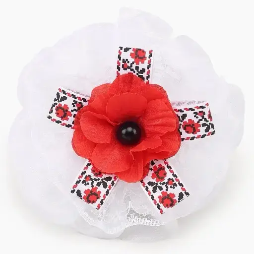 Бант вышиванка Мак Красный (2000989165811A) - фото 1