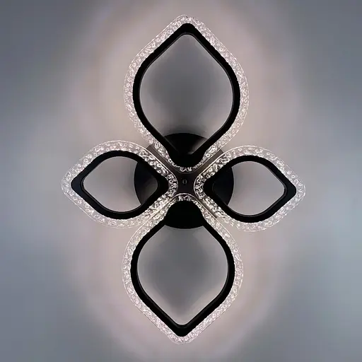 Стельова LED люстра в чорному корпусі на 4 листочки Line.F A 2522/2+2 - фото 2