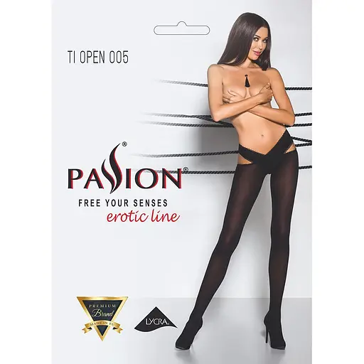 Эротические колготки Tiopen 005 nero (60 den) - Passion с вырезом оригинальный пояс 1/2 - фото 5