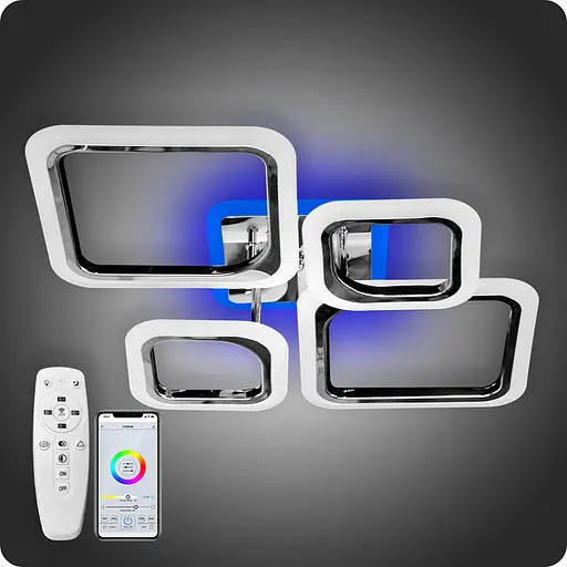 Люстра світлодіодна 517 Dlight 3color з пультом 80Вт Хром (01567) - фото 2