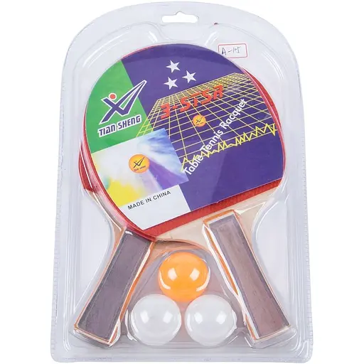 Набор для настольного тенниса, ракетки, толщина 1.1 см, цветная ручка, 3 мяча, пластик, BT-PPS-0009