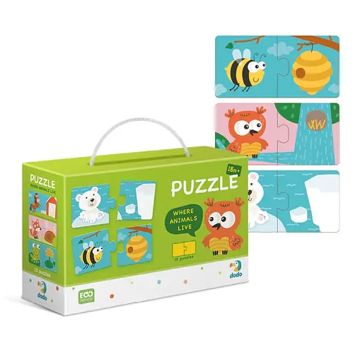 Обучающая игра-пазл "Зверята и их домики" DoDo Toys 300117, 24 элемента-12 пар - фото 2