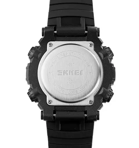 Мужские наручные кварцевые часы Skmei 1887 (Черный с черным циферблатом) - фото 6