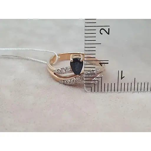 Золотое кольцо с бриллиантами и сапфиром. RS6194K 18 - фото 6