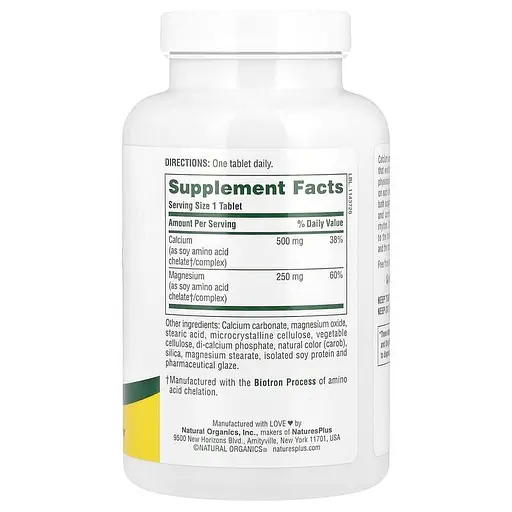 Кальций и магний Natures Plus Cal/Mag 500 mg/250 mg, 180 таблеток - фото 2