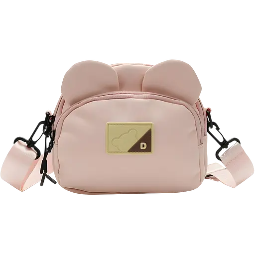 Детская сумка кросс-боди с ушками в корейском стиле 19х16х7 см розовая (25-571)