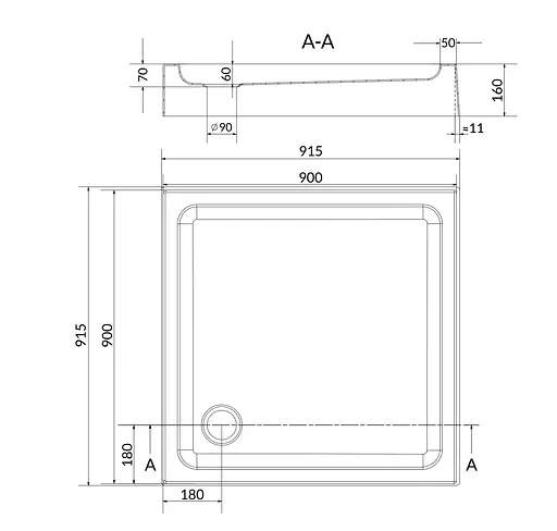 Душовий піддон Cersanit Tako квадратний 90x90 S204-012 білий - фото 3