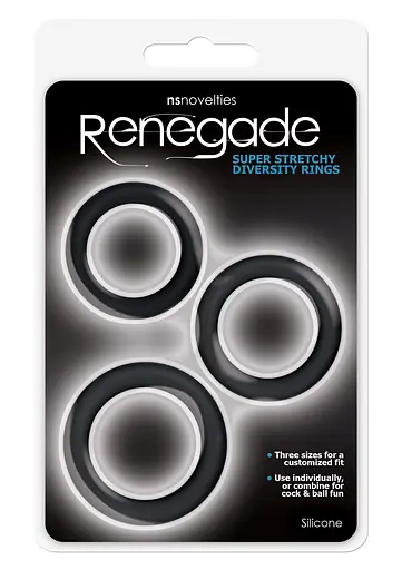 Эрекционное кольцо NS Novelties Renegade Super Stretchy Diversity Rings 3 шт. черный - фото 2
