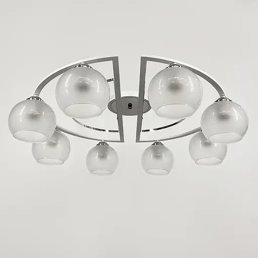 Білосніжна стельова люстра на 8 плафонів | Арт. 51795/8 CH+WT+WT | Line F - фото 1