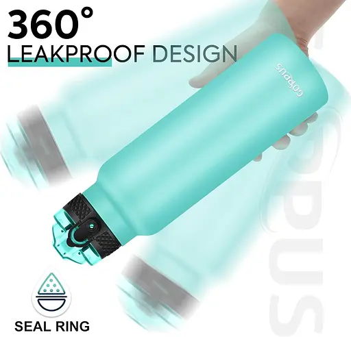 24-унционная изолированная бутылка для воды GOPPUS с соломкой, спортивная бутылка для воды из нержавеющей стали с 3 крышками - фото 2