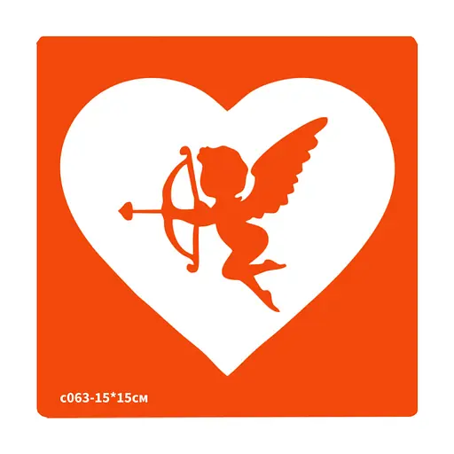 Трафарет для био-тату Сердечко Fresh Tattoo c063_pr-15*15см, размер 15х15см - фото 1