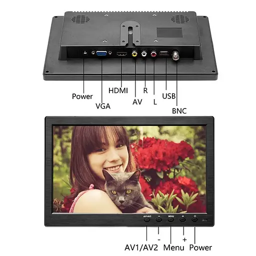 Автомобільний монітор в машину 10 дюймів Podofo K101, 1024х600, AV, HDMI, VGA (100300) - фото 4