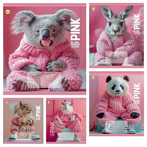 Зошити учнівські 24 аркуша клітинка Тверда PINK, 20 шт. в упаковці