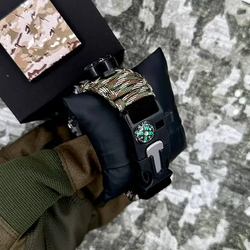 Наручний годинник чоловічий 005CMGYSU ЗСУ Сірий камуфляж Паракордний ремінець Camo Green + Коробка. Patriot acs0031040 - фото 4