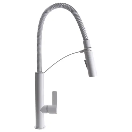 Змішувач для кухні TOPAZ MODERNO TMD 8818-H23-W білий матовий з лійкою душем - фото 3