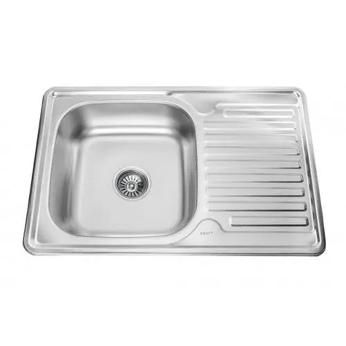 Мийка кухонна Kraft 7850 E прямокутна 780х500х180 мм Satin 0,8 мм Satin 30412 - фото 1