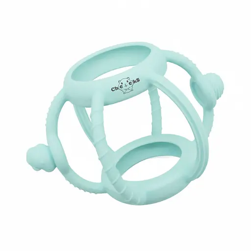 Развивающий сенсорный силиконовый грызунок прорезыватель погремушка, многофункциональная игрушка Cheeks 4 в 1 - фото 7