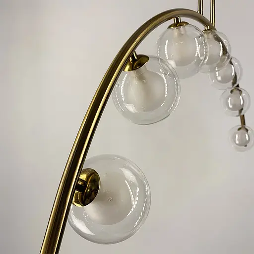 Золота люстра-дуга на 7 подвійних плафонів Line.F MJ 80/7 AB - фото 3