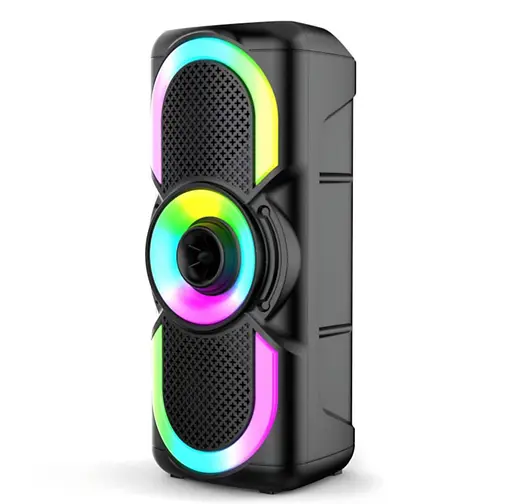 Портативная Bluetooth колонка E-4203 стереозвук караоке FM-радио LED-подсветка  AUX до 4 часов автономной работы 16 Вт Черный - фото 3