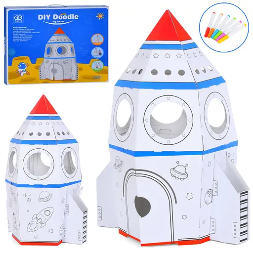 Намет набір для творчості Ракета, картон, розмальовка, фломастери