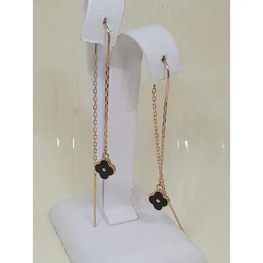 Золоті сережки-протяжки Favoritum з емаллю. 210156 - фото 2