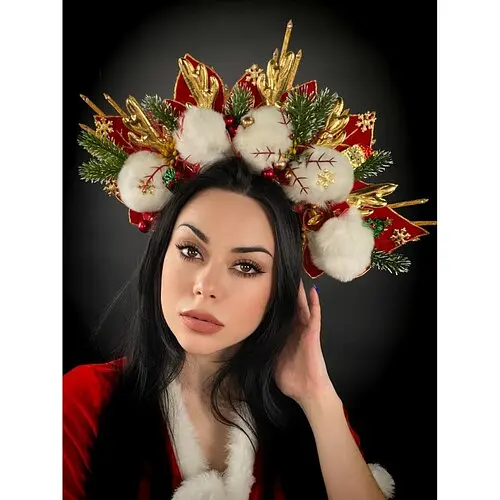 Обруч Снежки новогодние - фото 1