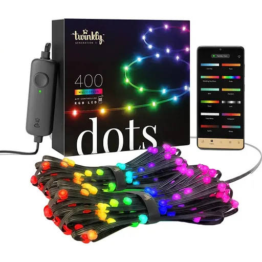 Twinkly Гірлянда Smart LED Twinkly Dots Lights RGB 400 IP44 20м кабель чорний - фото 1