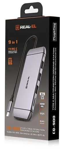 USB-Хаб Real-EL CQ-900 Space Grey UAH (EL123110003) - фото 5