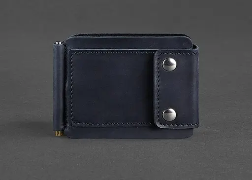 Мужской кожаный портмоне синий 10.0 зажим для денег Crazy Horse - фото 1