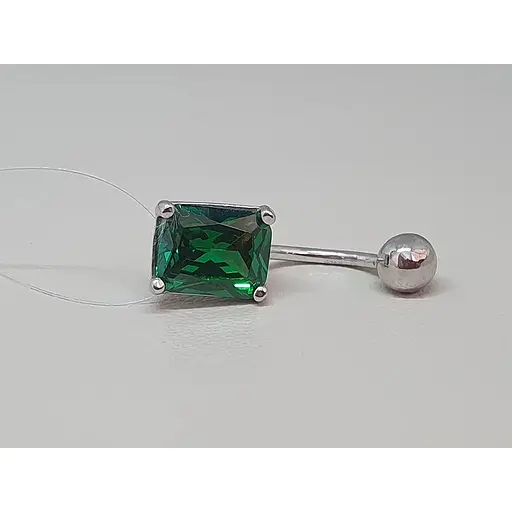 Серебряная серьга для пирсинга пупка с фианитами. 7028.4С - фото 2