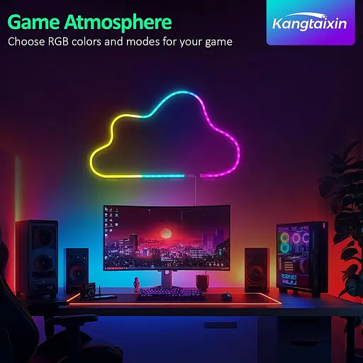 Kangtaixin 3.3FT/1M Світлодіодні неонові мотузкові світильники, RGB LED Strip Lights Керування застосунком, синхронізація музики - фото 4