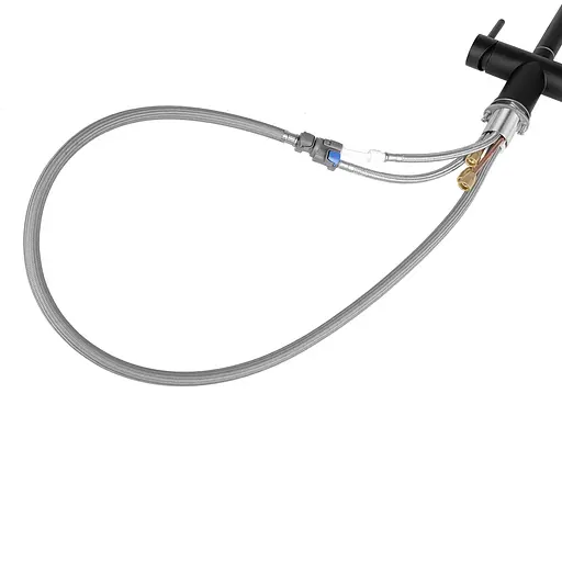 Змішувач для кухні з висувним виливом та підключенням до фільтра чорний Nett FWB-33 Чорний - фото 8