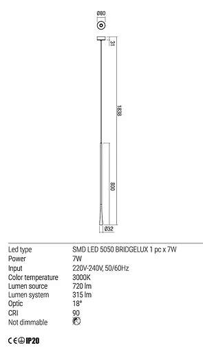 Подвесной светильник Redo ITO SU LED 800 7W 3000K WH (5.1.2) 01-1759 - фото 3