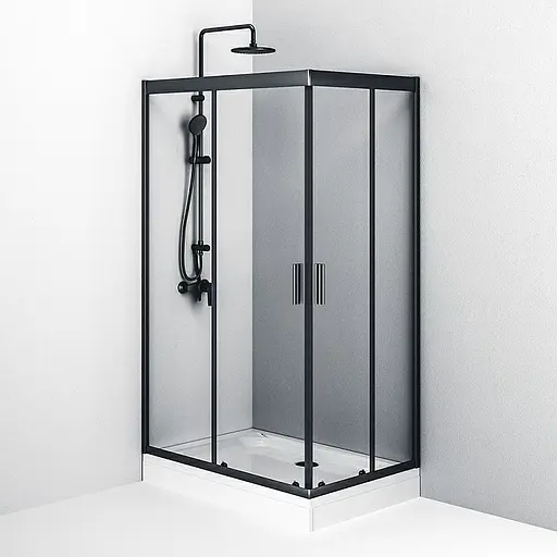 Душевая кабина Am.Pm Gem Twin Slide 120x80 см стекло прозрачное black matt W90UG-404-120280-BT, Черный матовый, Универсальная, прозрачная - фото 5