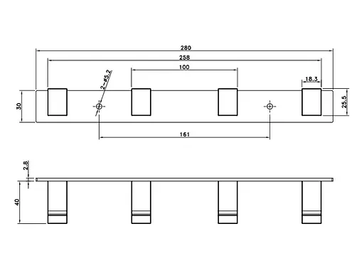 Планка с крючками ASIGNATURA Unique черная (85604802) - фото 2