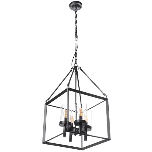 Люстра Brille лофт подвесная свеча E14 40W BK (BL-387S/4)