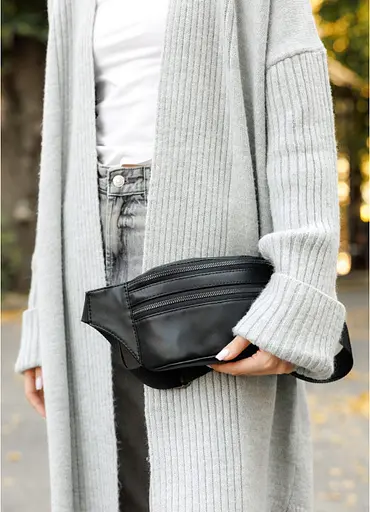 Сумка женская на пояс кожаная бананка Sambag 31х12х5 см 000305464 - фото 7