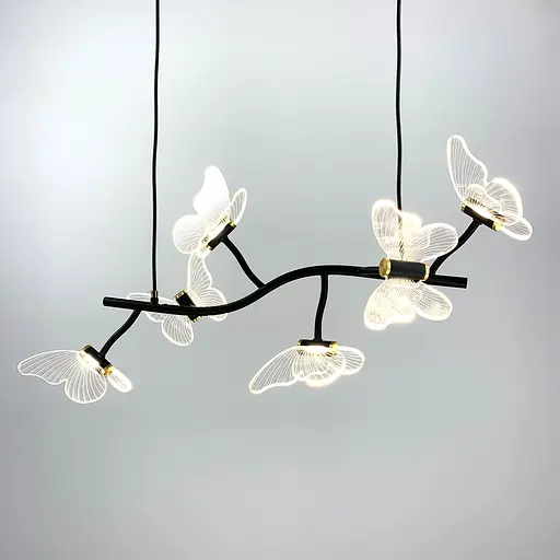 Видовжений дизайнерський світильник із метеликами | Арт. H 018/6 BK | Line F - фото 5