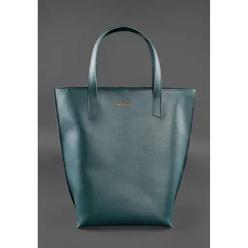 Шкіряна жіноча сумка шоппер D.D. зелена - фото 1