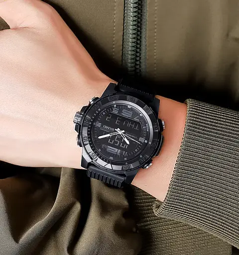 Часы мужские наручные спортивные Skmei 2162 с двойным дисплеем и подсветкой (Черный) - фото 5