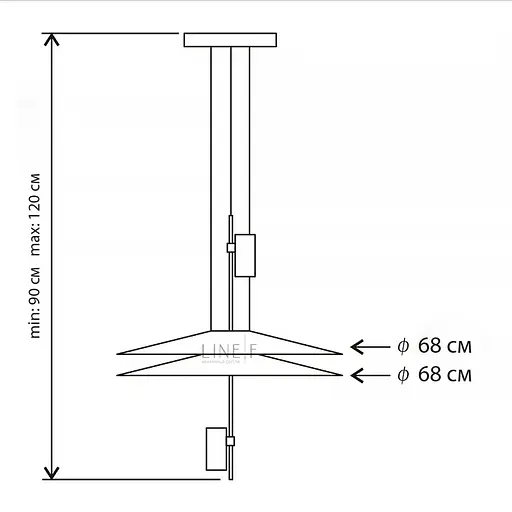 Дизайнерский 2-х ярусный светильник КРЫЛЬЯ СВЕТА с черным основанием Line.F MJ 14-680+680 BK - фото 5