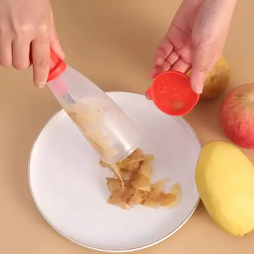 Овочечистка з контейнером ніж економка для тонкого чищення овочів та фруктів, Kitchen Master Червоний 84556 - фото 5