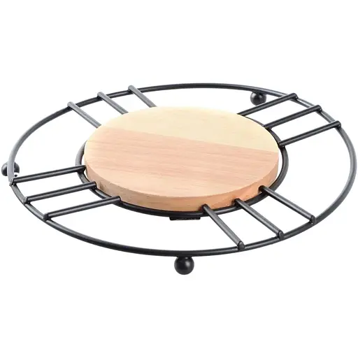 Подставка под горячее Ringel Oder круглая черная металл дерево (RG-9014) - фото 2