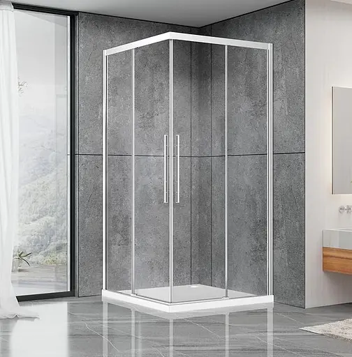 Душевая кабина Dusel DL194 Chrome 90x90, Универсальная, прозрачная, хром, 90x90 - фото 1