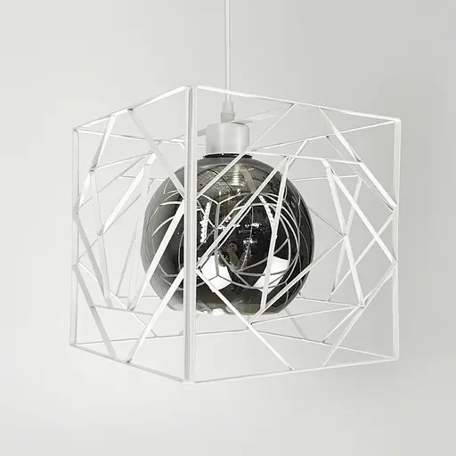 Люстра у білому корпусі з графітовим плафоном 24х24 см | Арт. 12120/1 WT+GR | Line F - фото 1