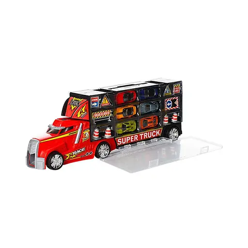 Трейлер контейнер, с металлическими машинками (В ассортименте)