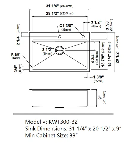 Кухонна мийка Kraus Kore KWT300-32, Нержавіюча сталь - фото 3