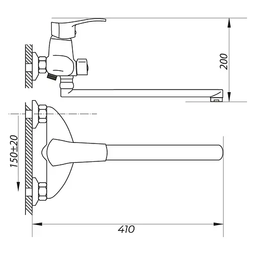 Смеситель для ванны Zerix NHK 183 ZX0050 Хром - фото 2